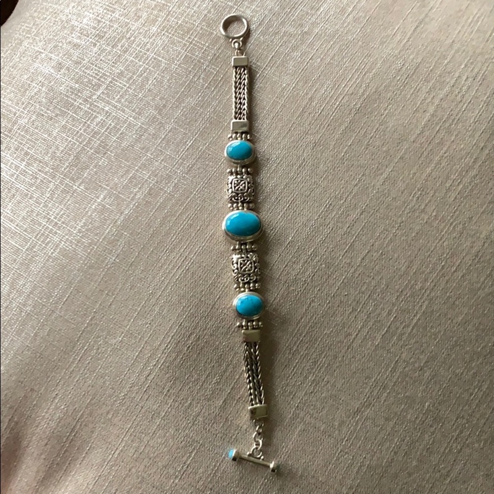 Turquoise sterling bracelet w/circle/bar closure❣️ - Picture 2 of 5